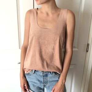 Faux suede pink tank